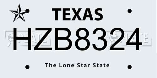 HZB8324 Texas License Plate
