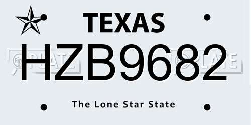 HZB9682 Texas License Plate