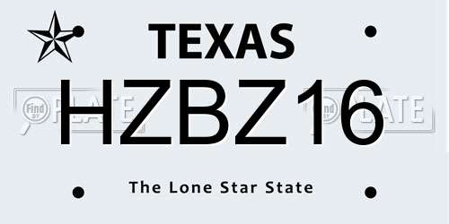 HZBZ16 Texas License Plate