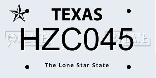 HZC045 Texas License Plate