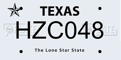 HZC048 Texas License Plate