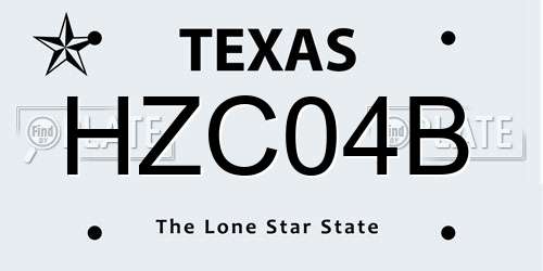 HZC04B Texas License Plate
