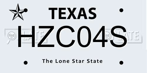 HZC04S Texas License Plate