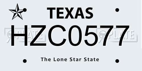 HZC0577 Texas License Plate