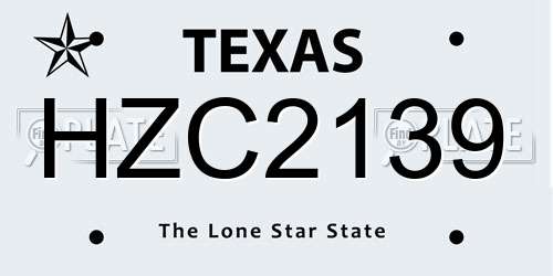 HZC2139 Texas License Plate