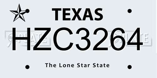 HZC3264 Texas License Plate