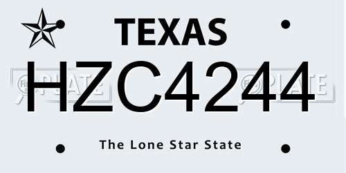 HZC4244 Texas License Plate