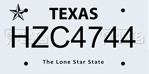 HZC4744 Texas License Plate