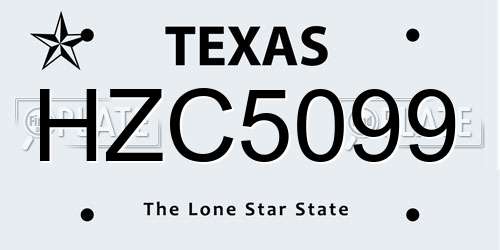 HZC5099 Texas License Plate