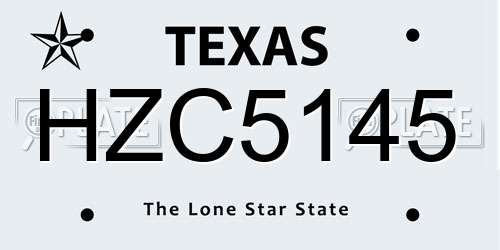 HZC5145 Texas License Plate