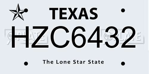 HZC6432 Texas License Plate