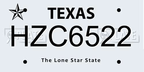 HZC6522 Texas License Plate