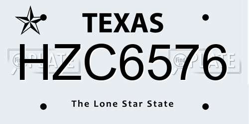 HZC6576 Texas License Plate