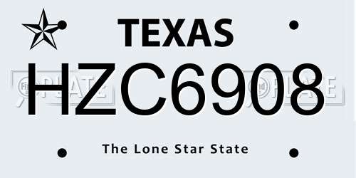 HZC6908 Texas License Plate