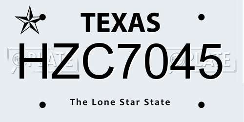 HZC7045 Texas License Plate