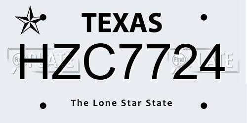 HZC7724 Texas License Plate