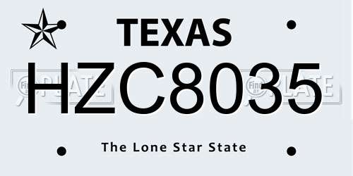 HZC8035 Texas License Plate