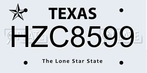 HZC8599 Texas License Plate