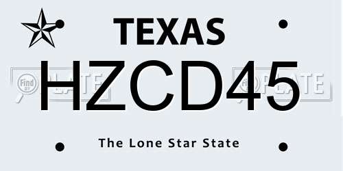 HZCD45 Texas License Plate