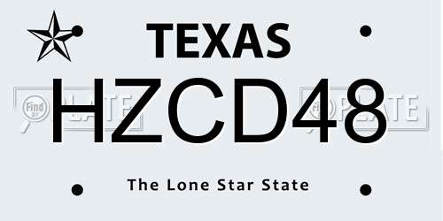 HZCD48 Texas License Plate