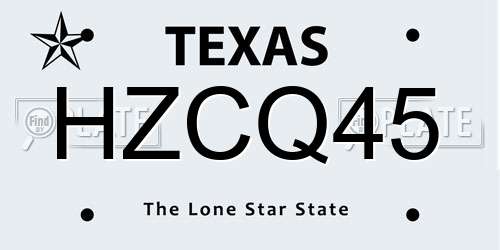 HZCQ45 Texas License Plate