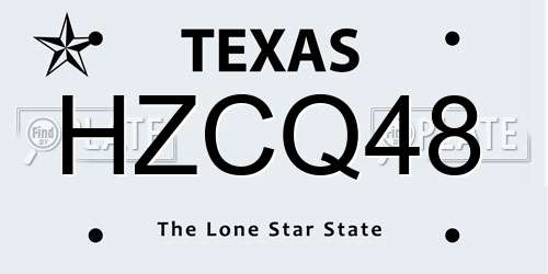 HZCQ48 Texas License Plate