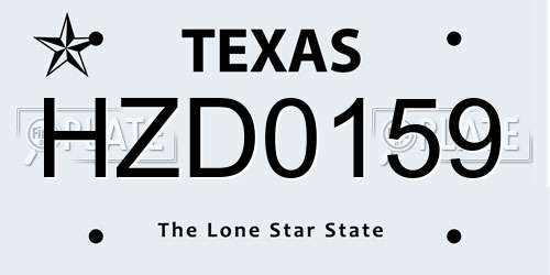 HZD0159 Texas License Plate
