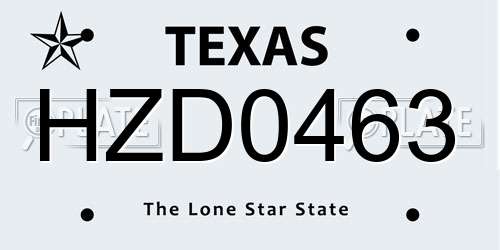 HZD0463 Texas License Plate