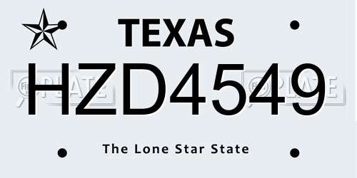 HZD4549 Texas License Plate