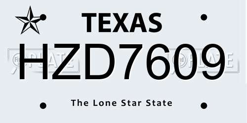 HZD7609 Texas License Plate