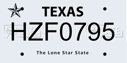HZF0795 Texas License Plate