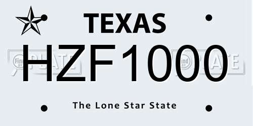 HZF1000 Texas License Plate