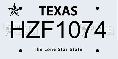 HZF1074 Texas License Plate