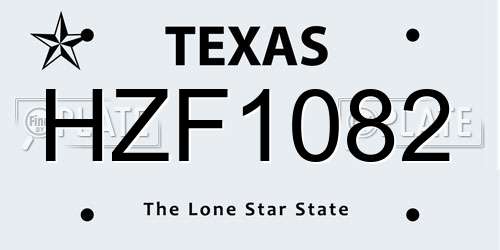 HZF1082 Texas License Plate