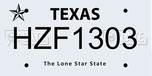HZF1303 Texas License Plate
