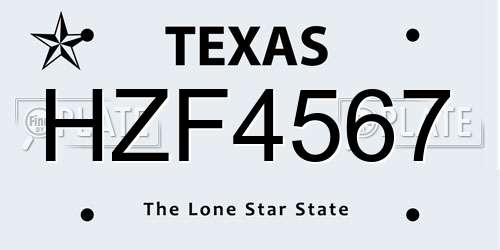 HZF4567 Texas License Plate