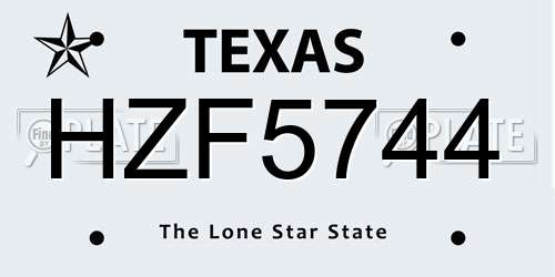 HZF5744 Texas License Plate