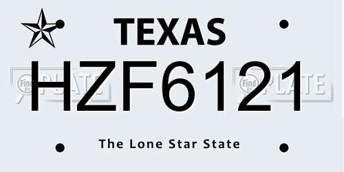 HZF6121 Texas License Plate