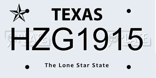 HZG1915 Texas License Plate