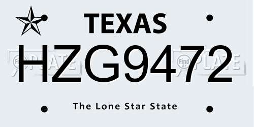 HZG9472 Texas License Plate