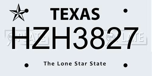 HZH3827 Texas License Plate