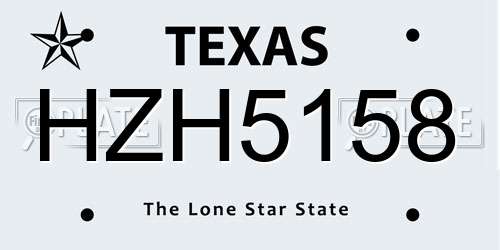 HZH5158 Texas License Plate