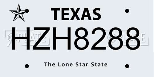 HZH8288 Texas License Plate
