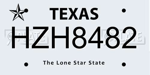 HZH8482 Texas License Plate