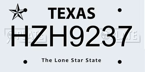 HZH9237 Texas License Plate