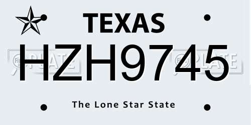 HZH9745 Texas License Plate