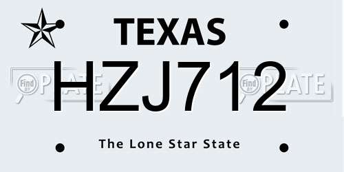 HZJ712 Texas License Plate