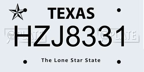 HZJ8331 Texas License Plate