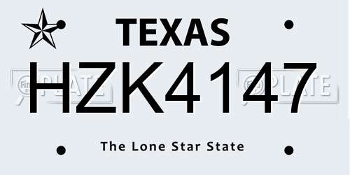 HZK4147 Texas License Plate