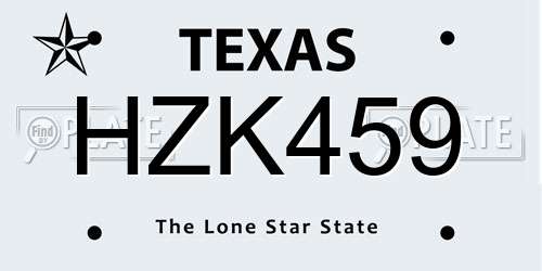 HZK459 Texas License Plate